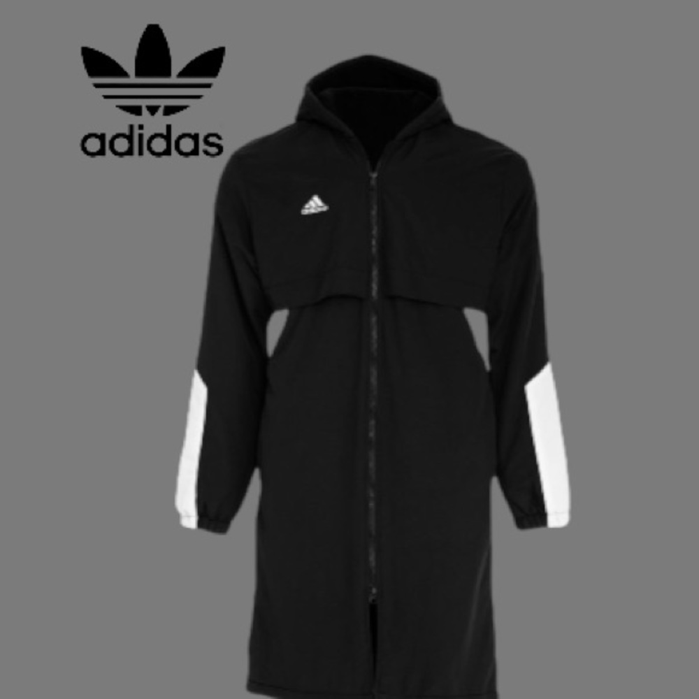 🆕ADIDAS® Black/White Full Length Parka Coat - Picture 7 of 12